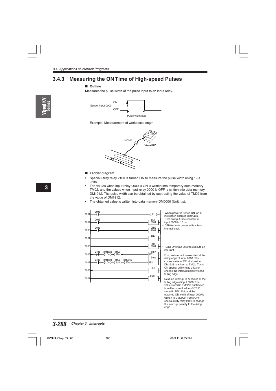 3 measuring the on time of high-speed pulses, Visual kv series | KEYENCE Visual KV Series User Manual | Page 224 / 392