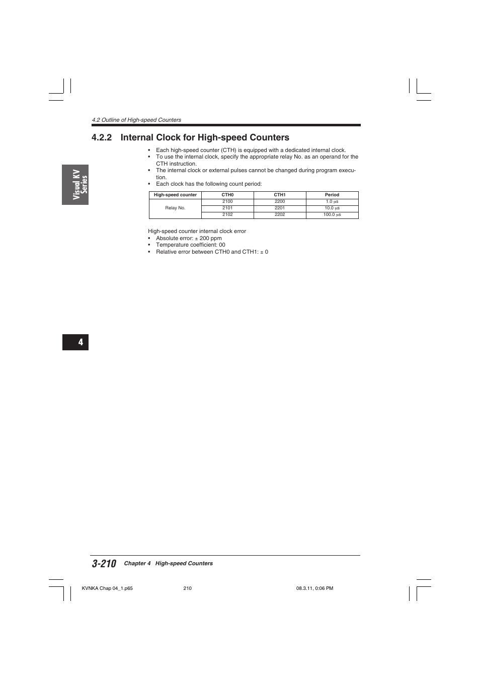 2 internal clock for high-speed counters, Visual kv series | KEYENCE Visual KV Series User Manual | Page 234 / 392