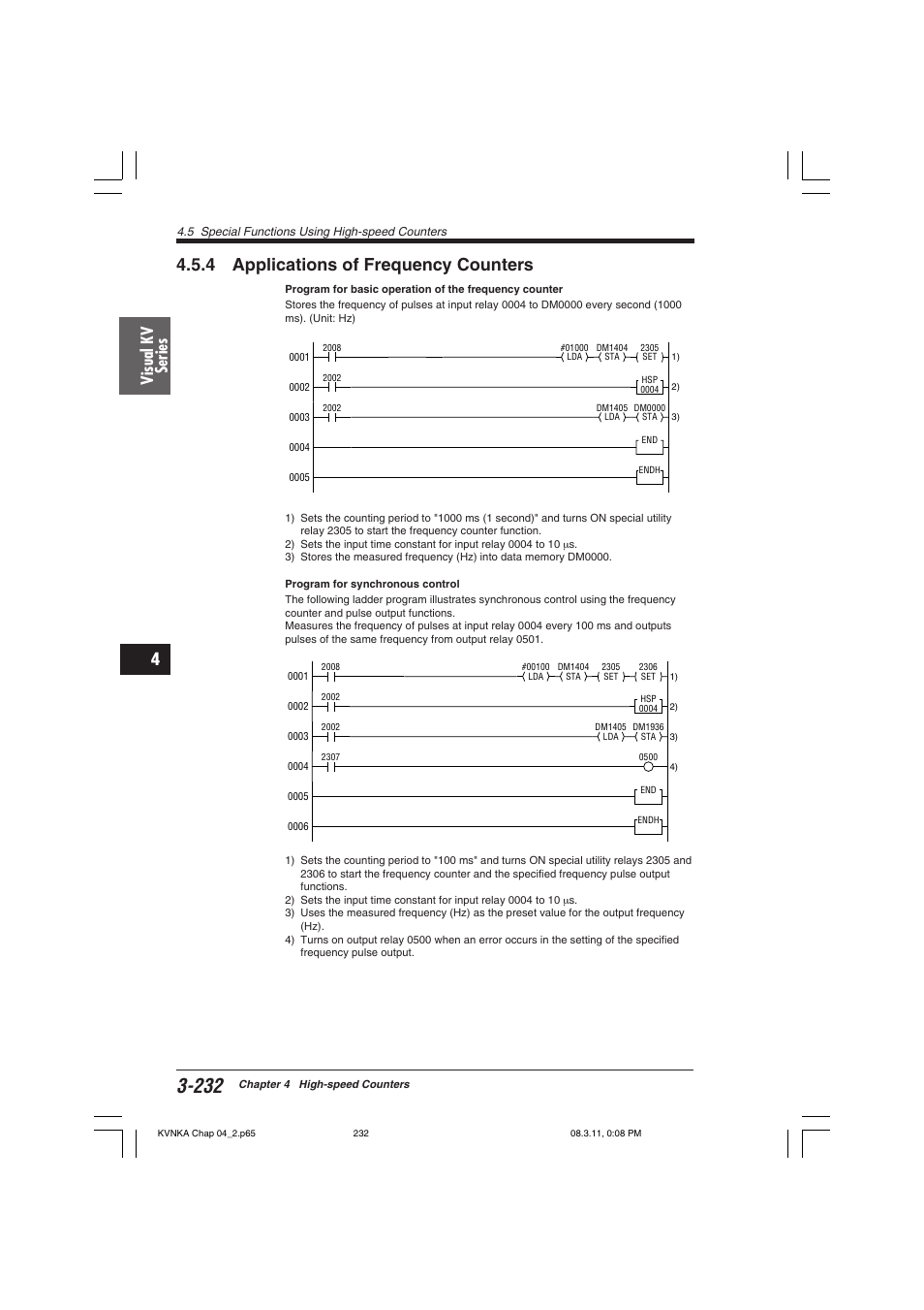 4 applications of frequency counters, Visual kv series | KEYENCE Visual KV Series User Manual | Page 256 / 392