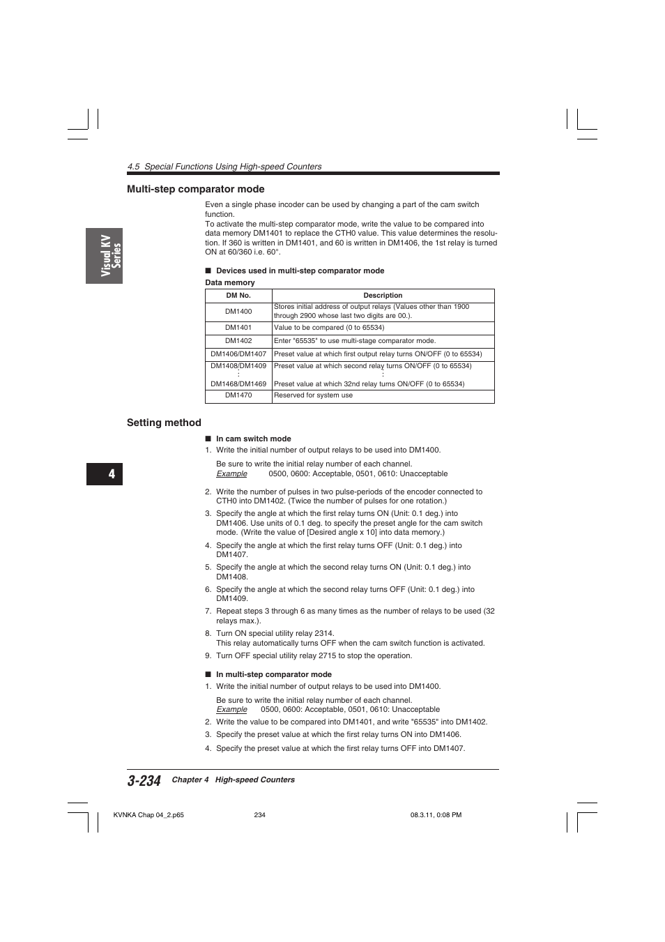 Multi-step comparator mode, Setting method, Visual kv series | KEYENCE Visual KV Series User Manual | Page 258 / 392