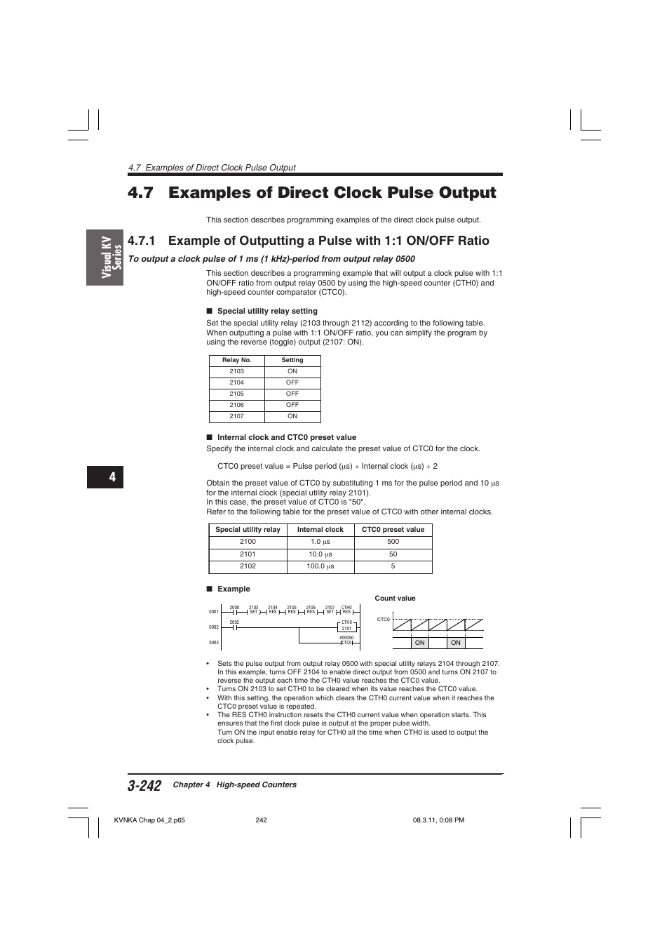 7 examples of direct clock pulse output, Visual kv series | KEYENCE Visual KV Series User Manual | Page 266 / 392