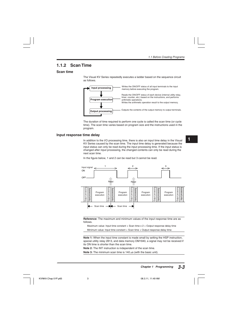 2 scan time, Scan time, Input response time delay | KEYENCE Visual KV Series User Manual | Page 27 / 392