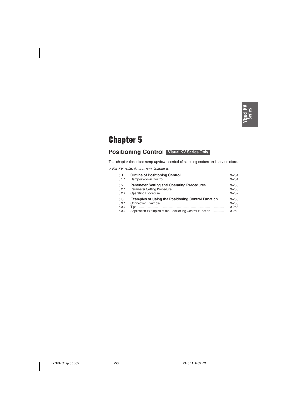 Chapter 5 positioning control, Chapter 5, Positioning control | Visual kv series | KEYENCE Visual KV Series User Manual | Page 277 / 392