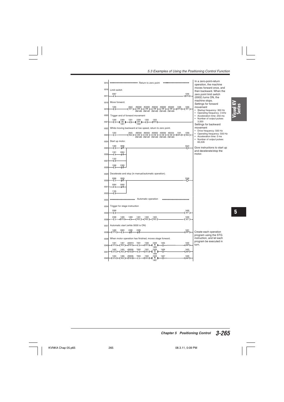 Visual kv series, Chapter 5 positioning control | KEYENCE Visual KV Series User Manual | Page 289 / 392