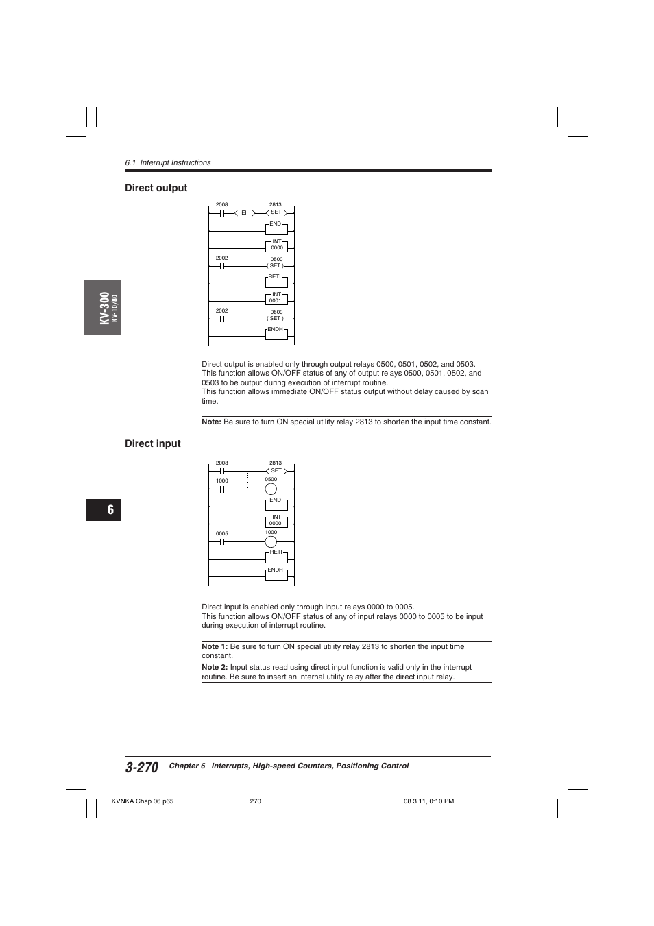 Direct output, Direct input, Kv -300 | KEYENCE Visual KV Series User Manual | Page 294 / 392