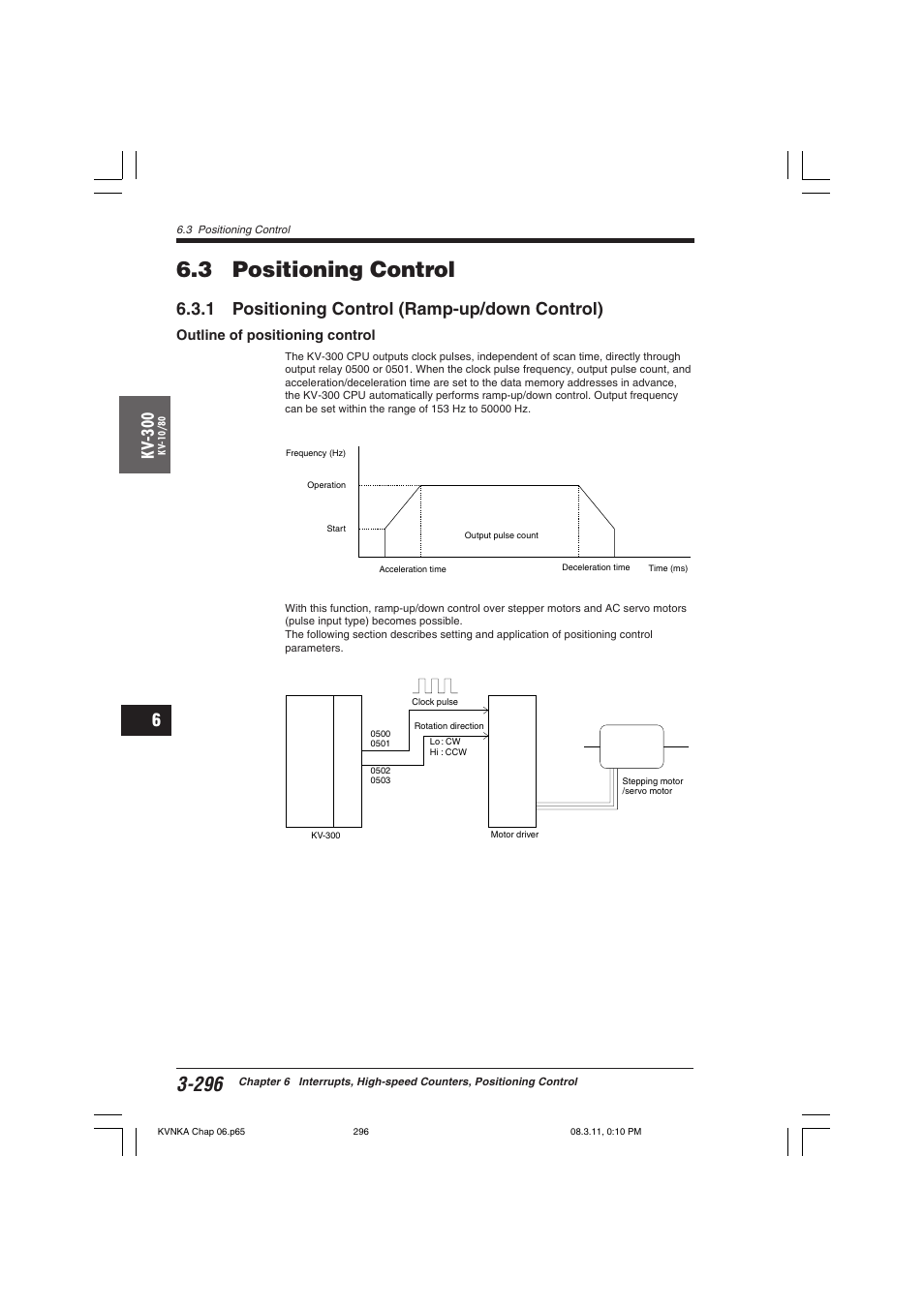 3 positioning control, 1 positioning control (ramp-up/down control), Outline of positioning control | Kv -300 | KEYENCE Visual KV Series User Manual | Page 320 / 392