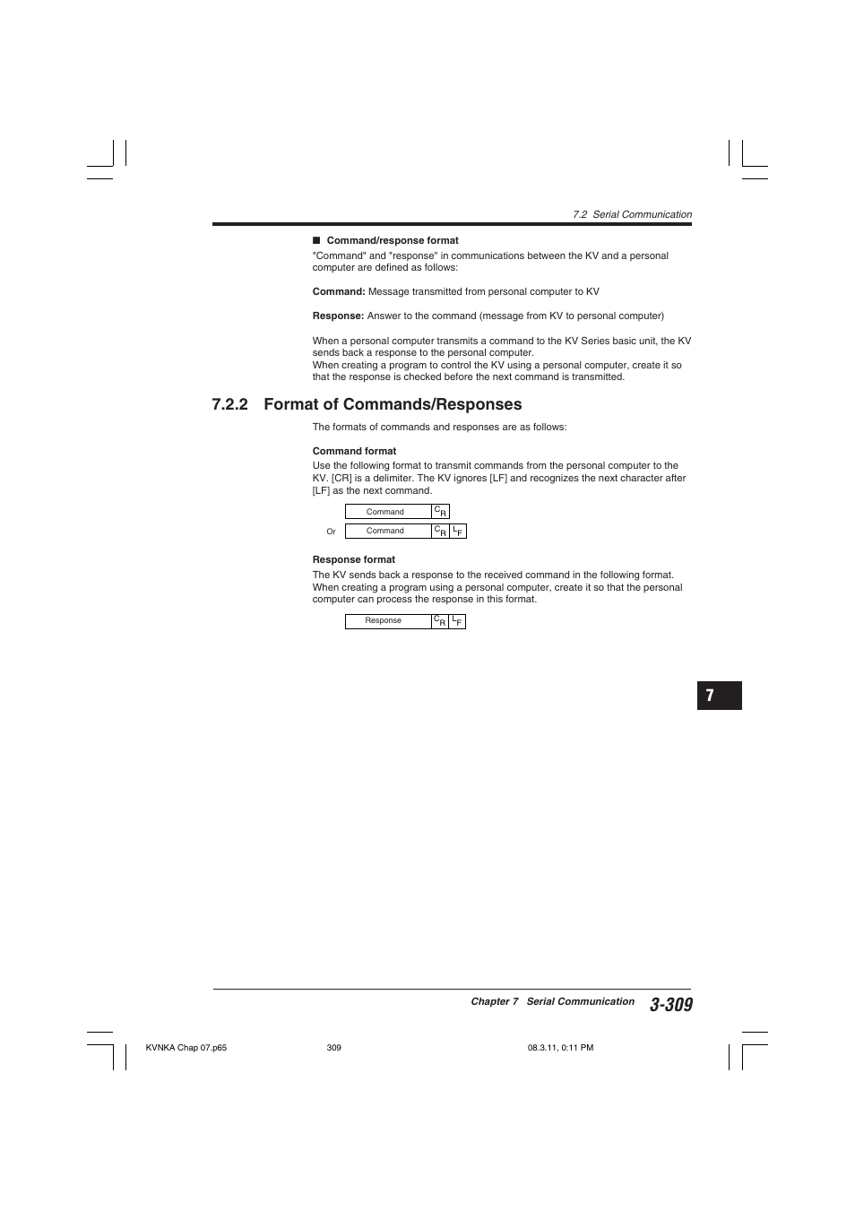 2 format of commands/responses | KEYENCE Visual KV Series User Manual | Page 333 / 392