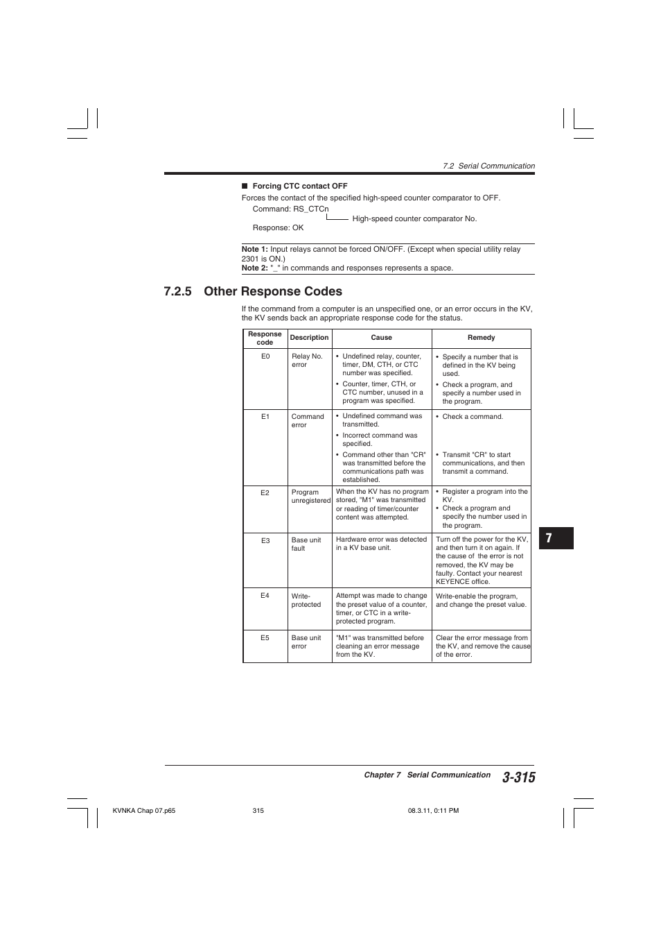 5 other response codes | KEYENCE Visual KV Series User Manual | Page 339 / 392