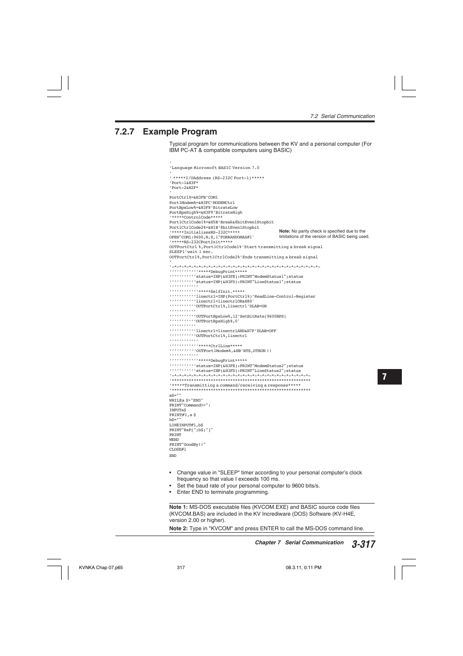 7 example program | KEYENCE Visual KV Series User Manual | Page 341 / 392