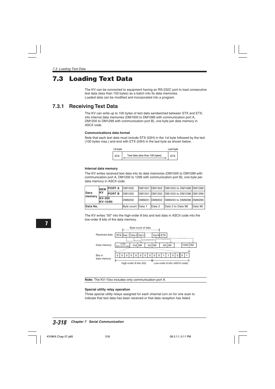 3 loading text data, 1 receiving text data | KEYENCE Visual KV Series User Manual | Page 342 / 392