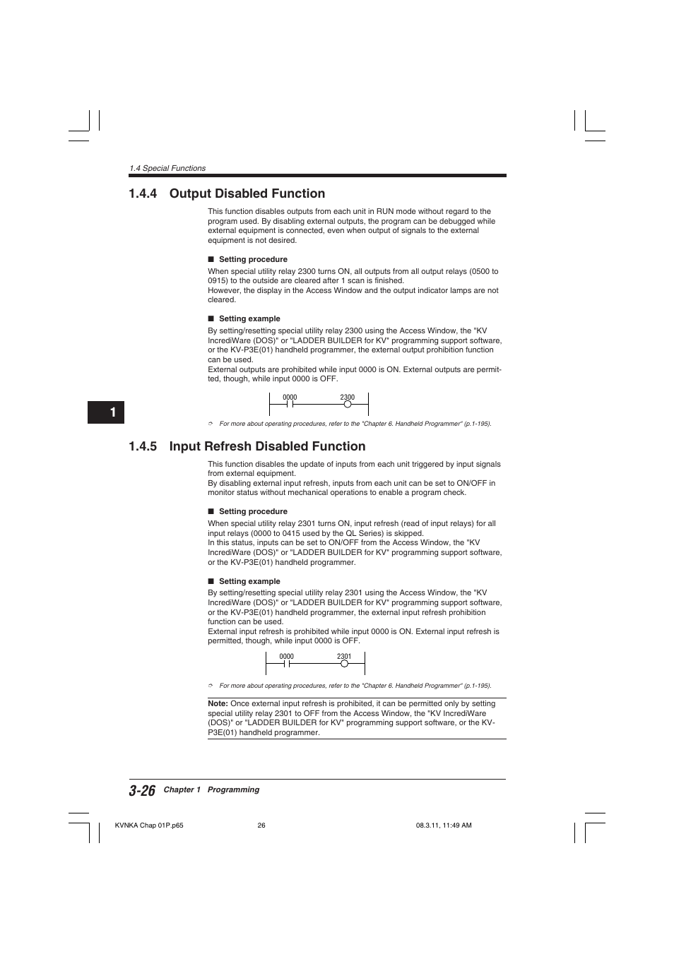 4 output disabled function, 5 input refresh disabled function | KEYENCE Visual KV Series User Manual | Page 50 / 392