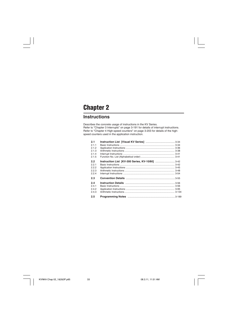 Chapter 2 instructions, Chapter 2, Instructions | KEYENCE Visual KV Series User Manual | Page 57 / 392