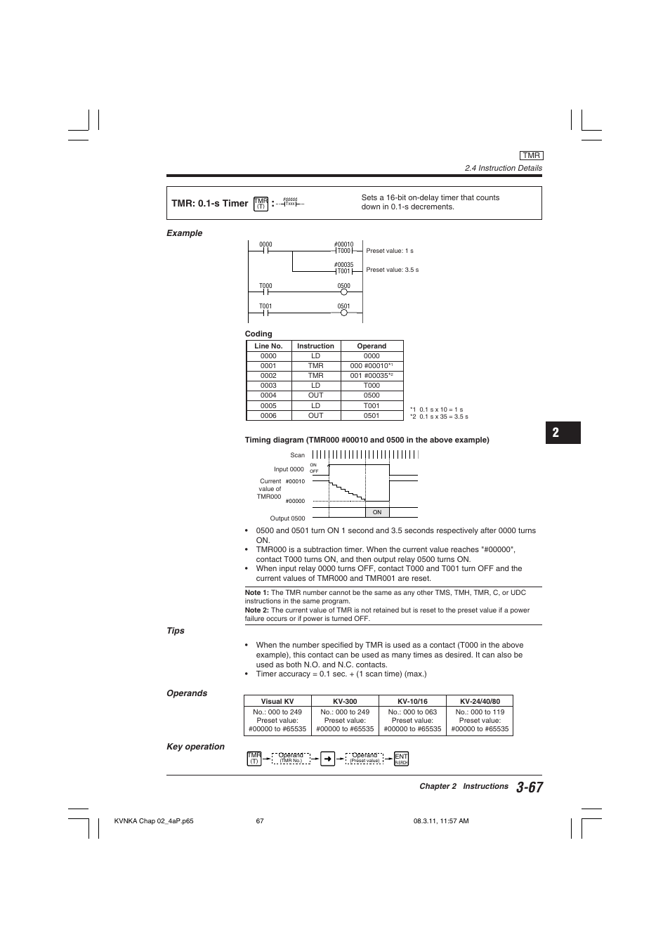 Tmr: 0.1-s timer | KEYENCE Visual KV Series User Manual | Page 91 / 392