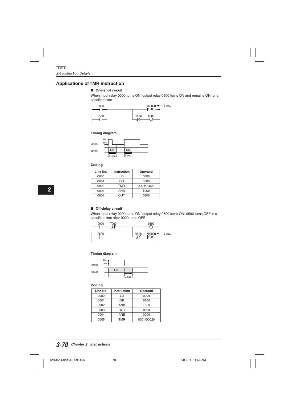Applications of tmr instruction | KEYENCE Visual KV Series User Manual | Page 94 / 392