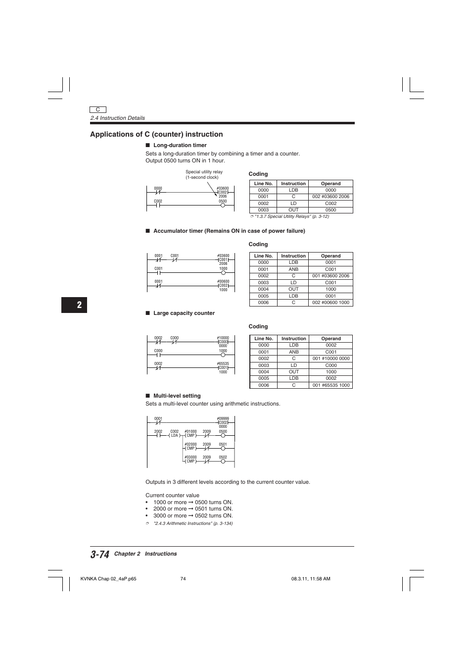 Applications of c (counter) instruction | KEYENCE Visual KV Series User Manual | Page 98 / 392