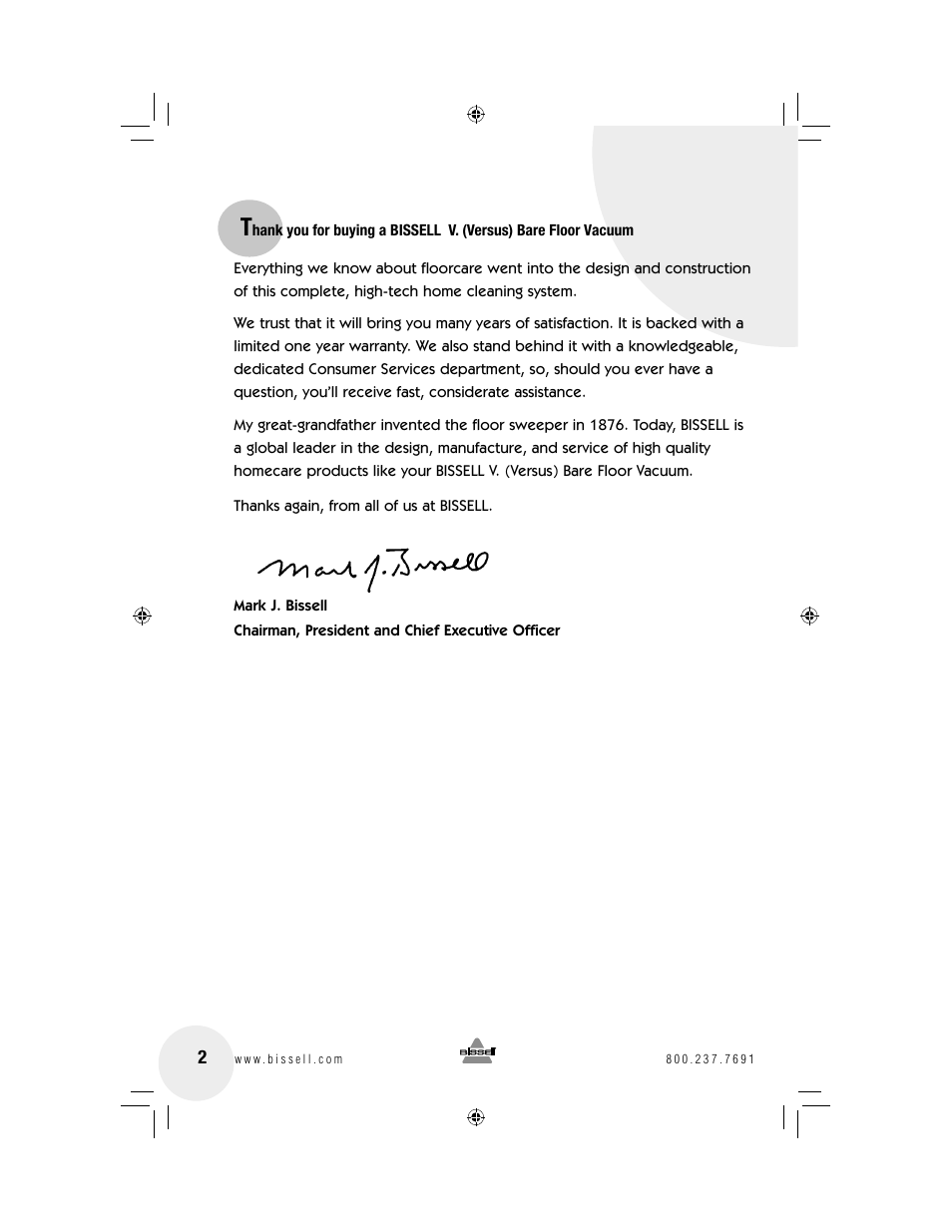 Bissell V. (VERSUSTM ) 76T8 User Manual | Page 2 / 12
