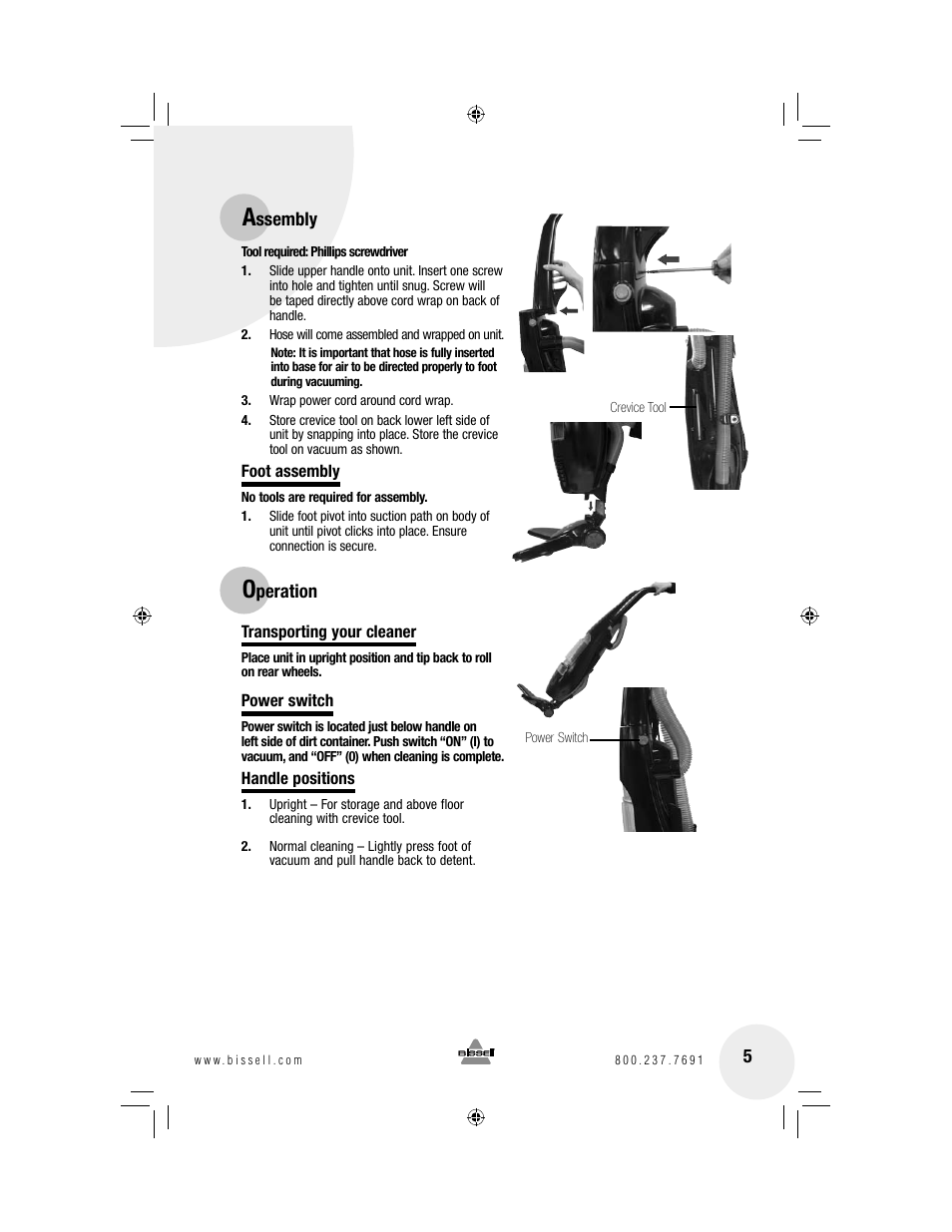 Bissell V. (VERSUSTM ) 76T8 User Manual | Page 5 / 12