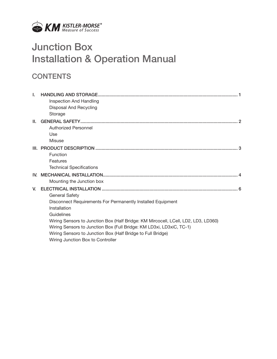 Kistler-Morse KM Junction Box User Manual | Page 3 / 16