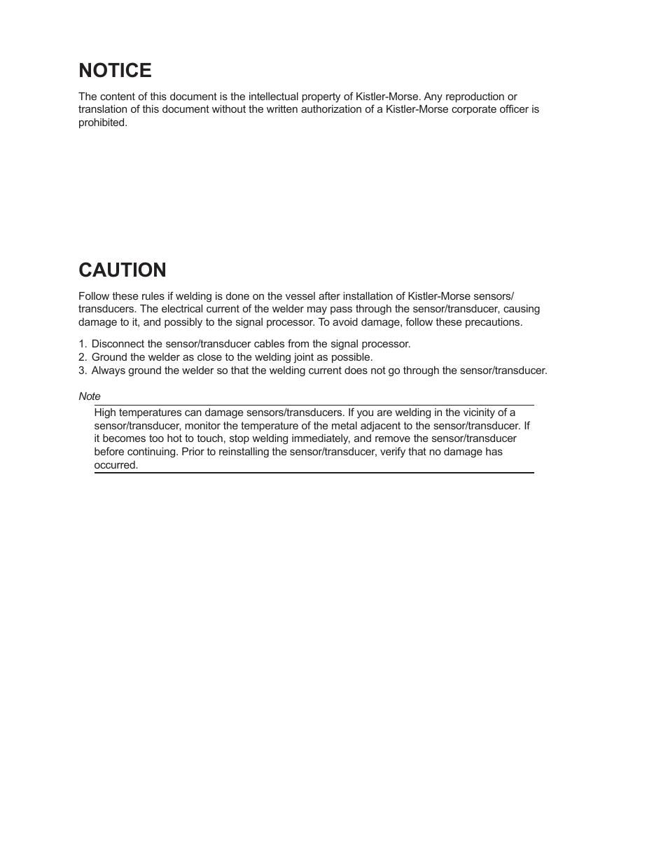 Notice, Caution | Kistler-Morse KM Weigh II User Manual | Page 2 / 120
