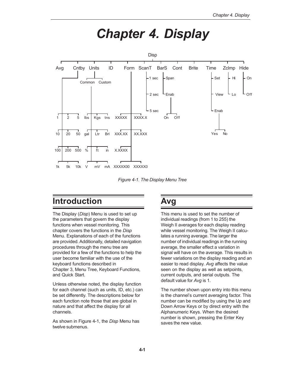 Chapter 4. display, Introduction | Kistler-Morse KM Weigh II User Manual | Page 21 / 120