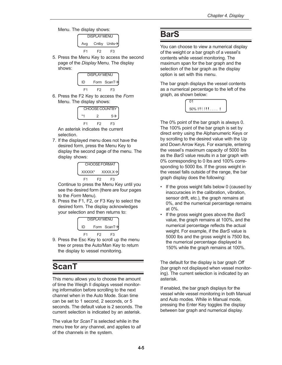 Bars, Scant | Kistler-Morse KM Weigh II User Manual | Page 25 / 120
