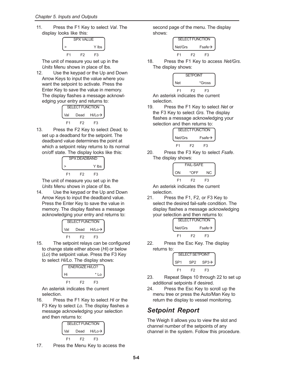 Setpoint report | Kistler-Morse KM Weigh II User Manual | Page 32 / 120