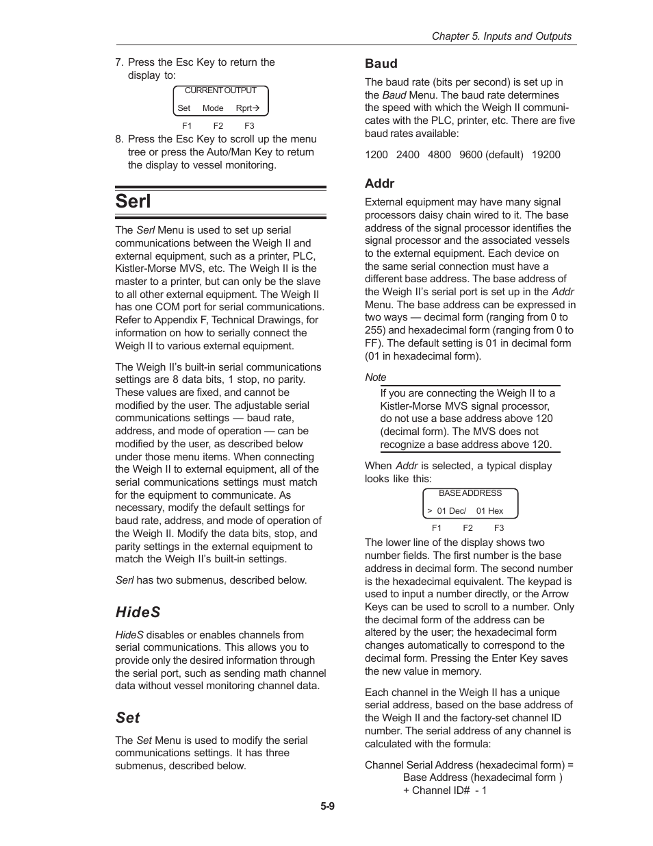 Serl, Hides | Kistler-Morse KM Weigh II User Manual | Page 37 / 120