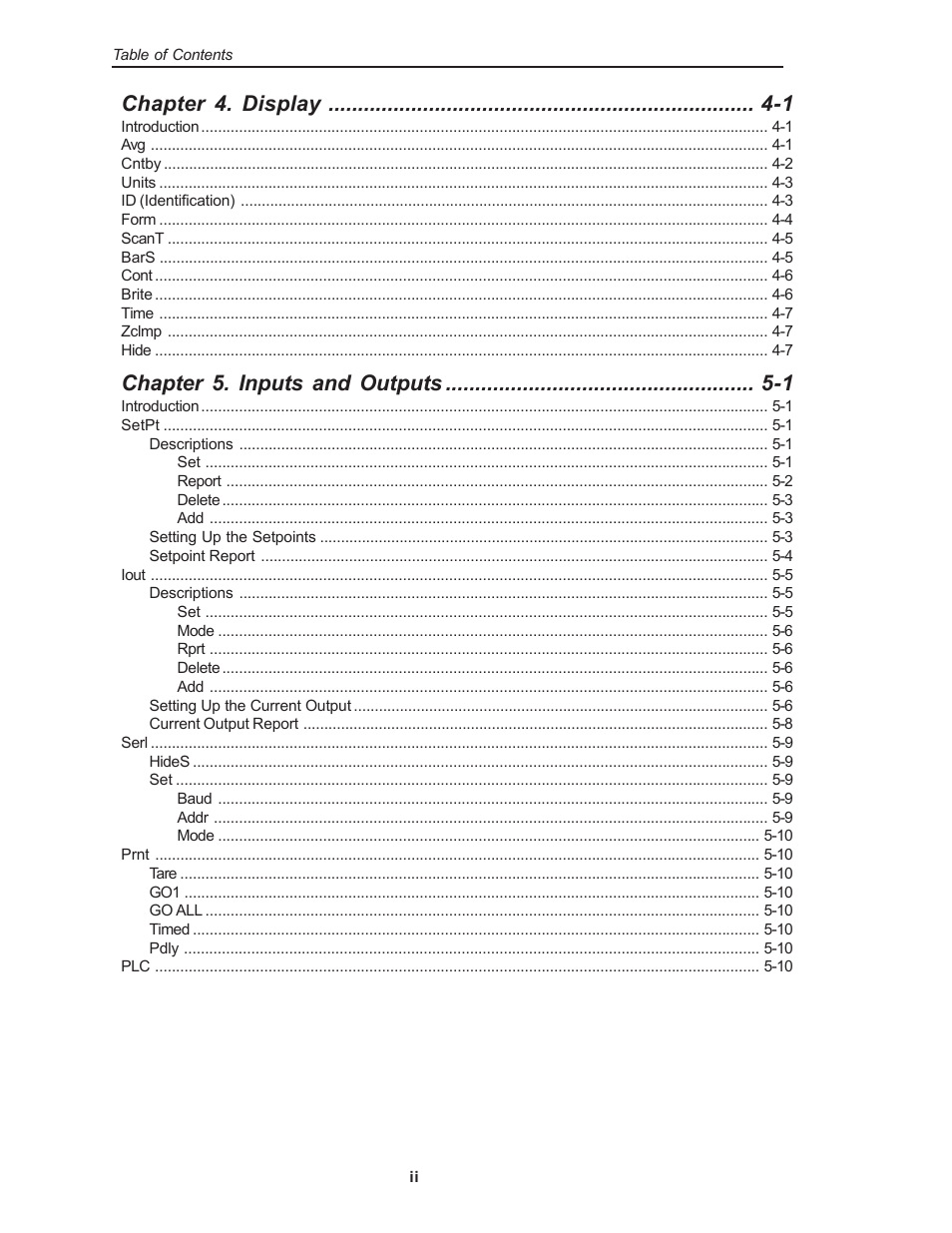 Chapter 4. display -1, Chapter 5. inputs and outputs -1 | Kistler-Morse KM Weigh II User Manual | Page 4 / 120