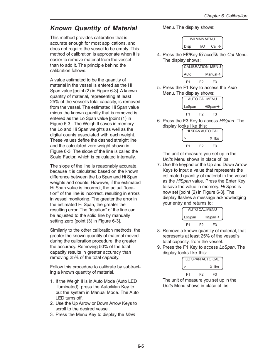 Known quantity of material | Kistler-Morse KM Weigh II User Manual | Page 43 / 120