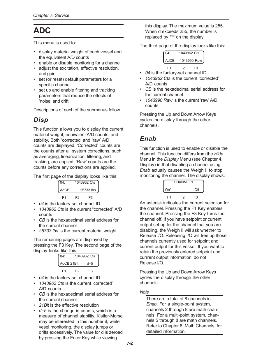 Disp, Enab | Kistler-Morse KM Weigh II User Manual | Page 52 / 120