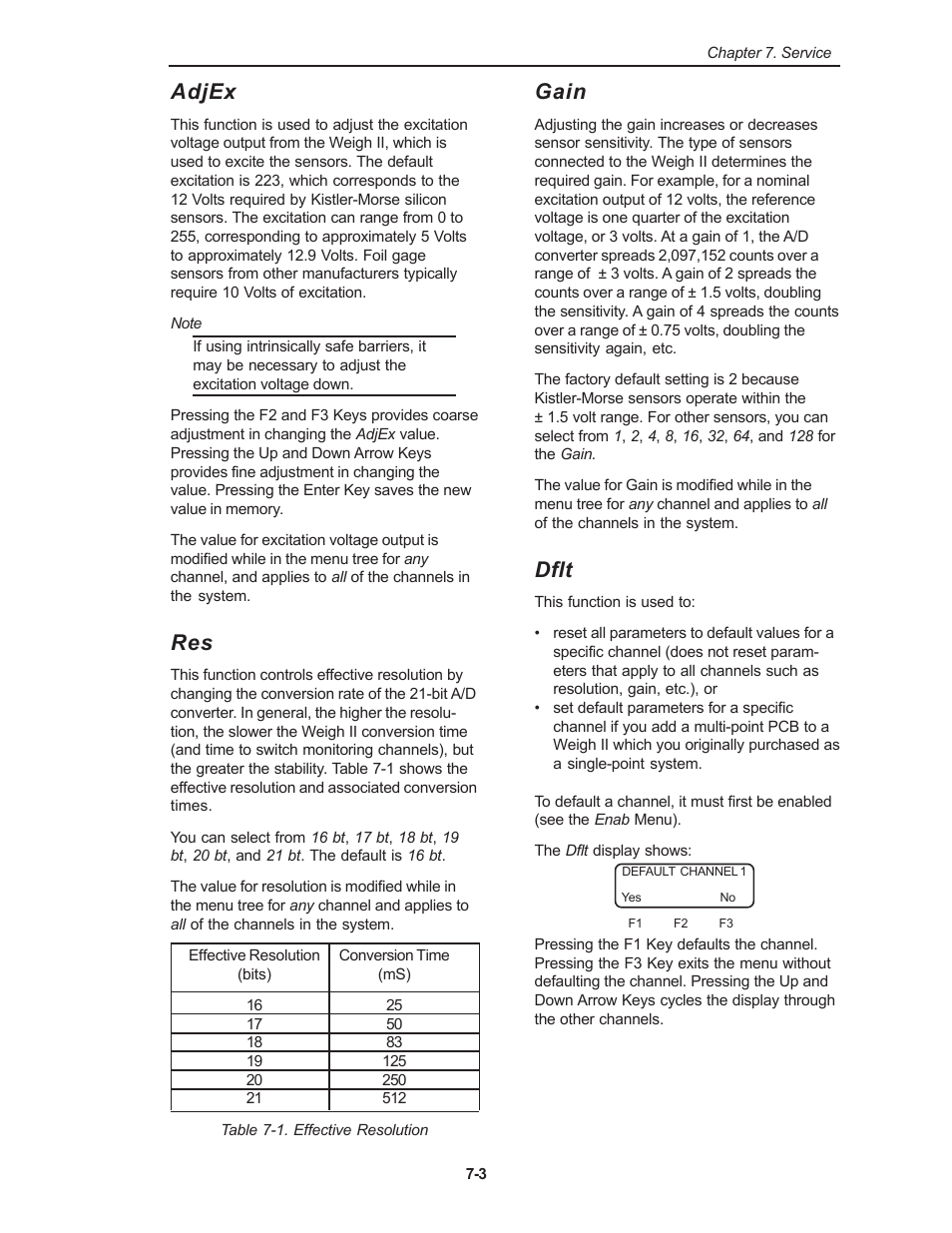 Adjex, Gain, Dflt | Kistler-Morse KM Weigh II User Manual | Page 53 / 120