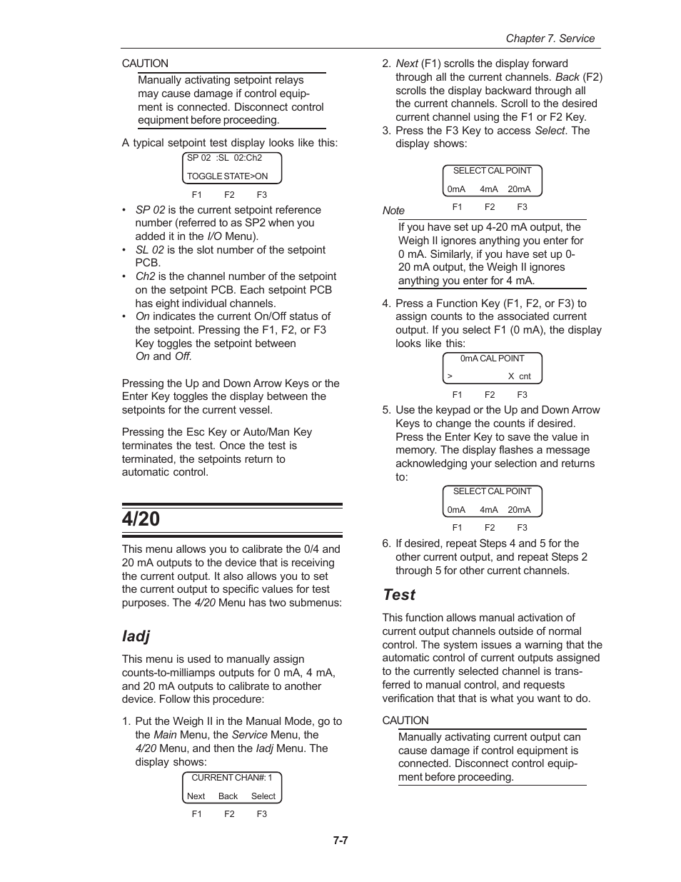 Iadj, Test | Kistler-Morse KM Weigh II User Manual | Page 57 / 120