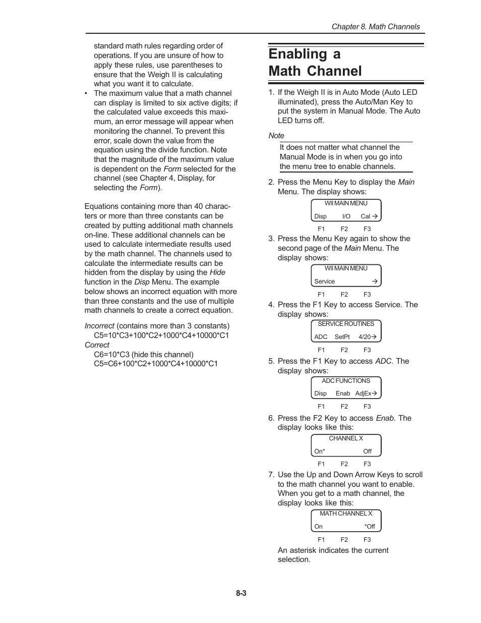 Enabling a math channel | Kistler-Morse KM Weigh II User Manual | Page 63 / 120