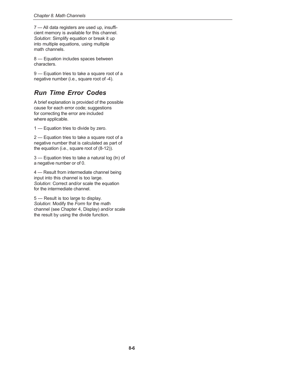 Run time error codes | Kistler-Morse KM Weigh II User Manual | Page 66 / 120