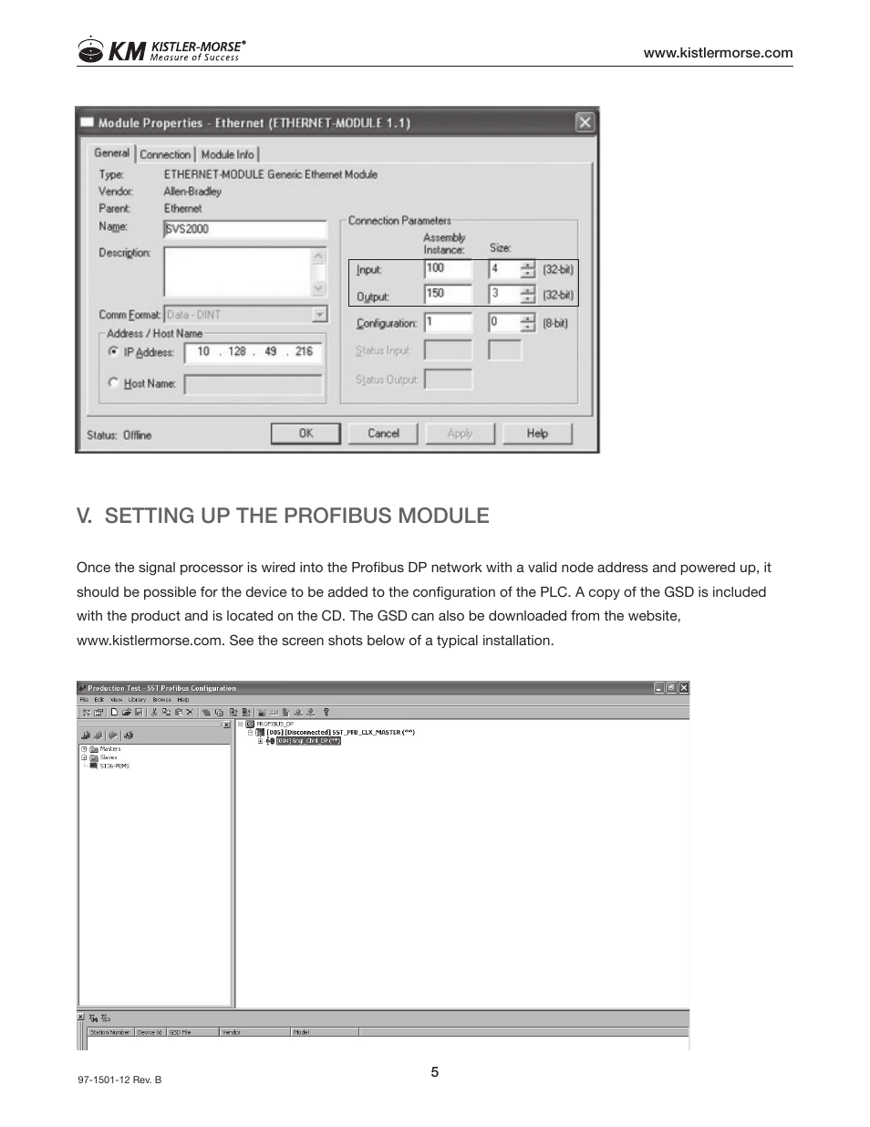 V. setting up the profibus module | Kistler-Morse KM SVS2000 User Manual | Page 9 / 16