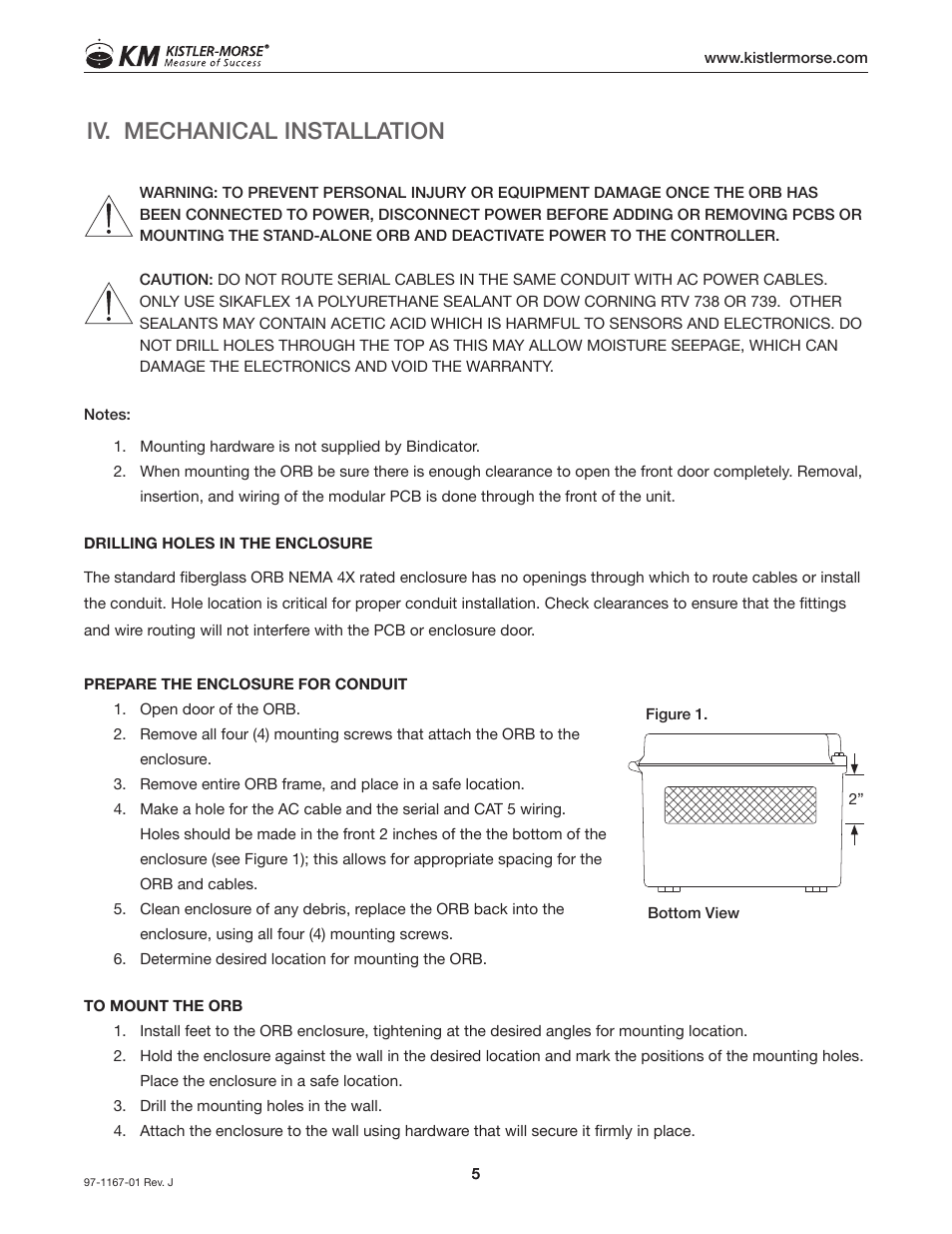 Iv. mechanical installation | Kistler-Morse KM ORB User Manual | Page 9 / 24