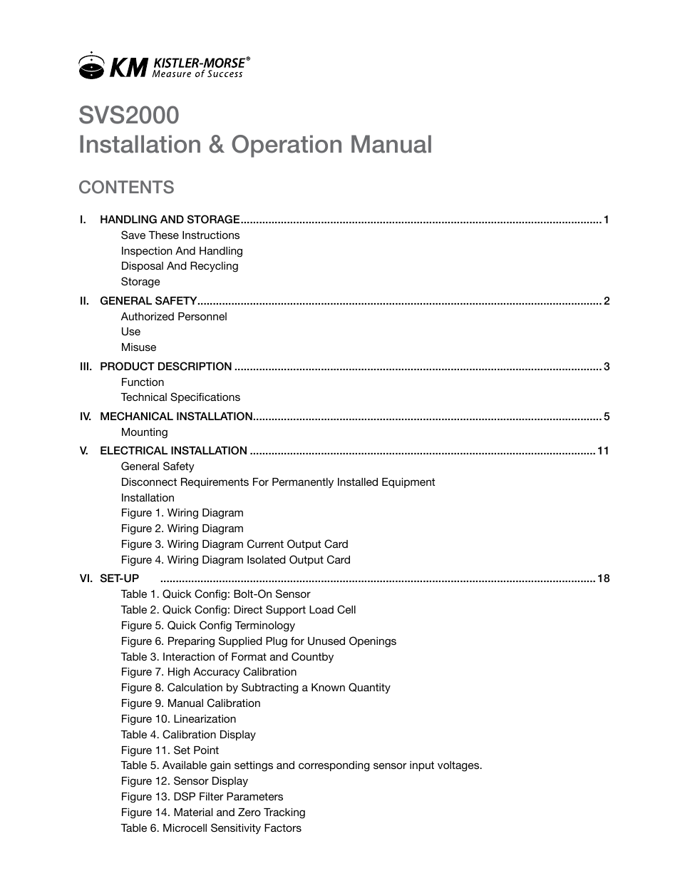 Kistler-Morse KM SVS2000 User Manual | Page 3 / 89