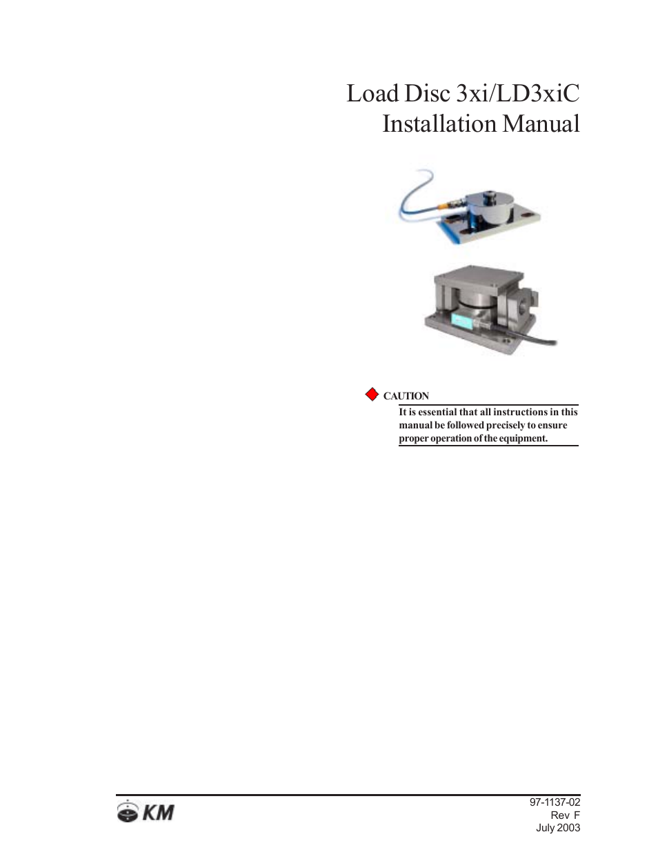 Kistler-Morse KM LD3xi Load Cell User Manual | 57 pages