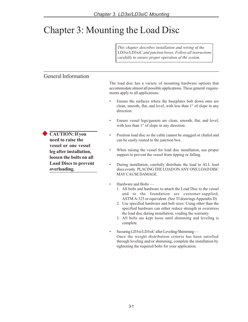 Chapter 3: mounting the load disc, General information | Kistler-Morse KM LD3xi Load Cell User Manual | Page 15 / 57