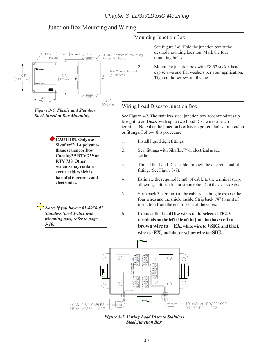 Junction box mounting and wiring | Kistler-Morse KM LD3xi Load Cell User Manual | Page 21 / 57