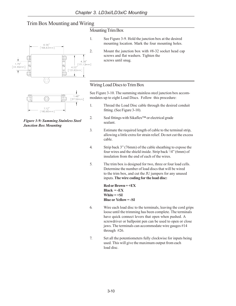 Trim box mounting and wiring | Kistler-Morse KM LD3xi Load Cell User Manual | Page 24 / 57