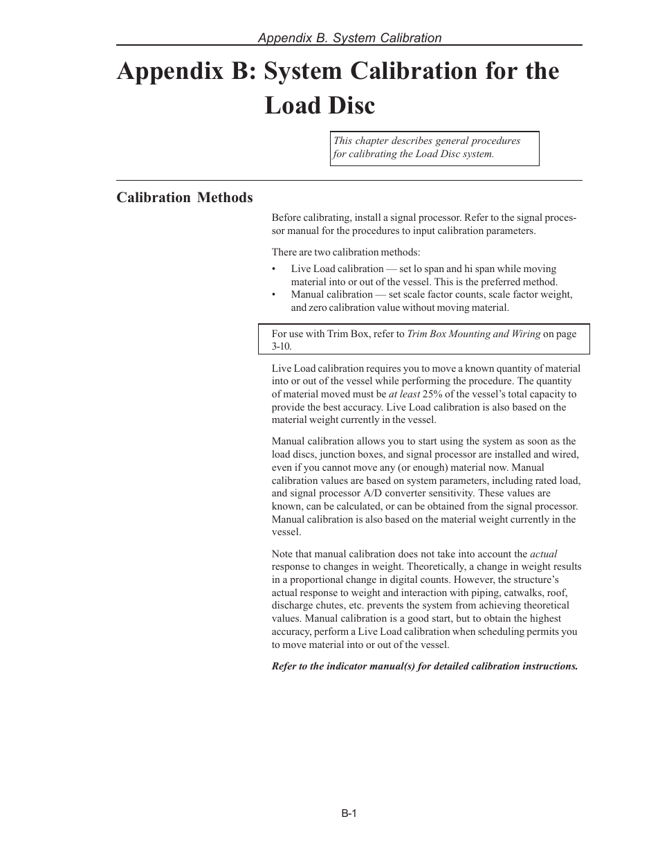 Appendix b: system calibration for the load disc, Calibration methods | Kistler-Morse KM LD3xi Load Cell User Manual | Page 29 / 57