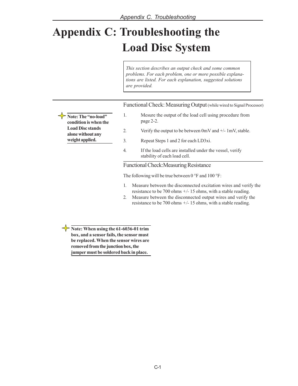 Appendix c: troubleshooting the load disc system | Kistler-Morse KM LD3xi Load Cell User Manual | Page 31 / 57