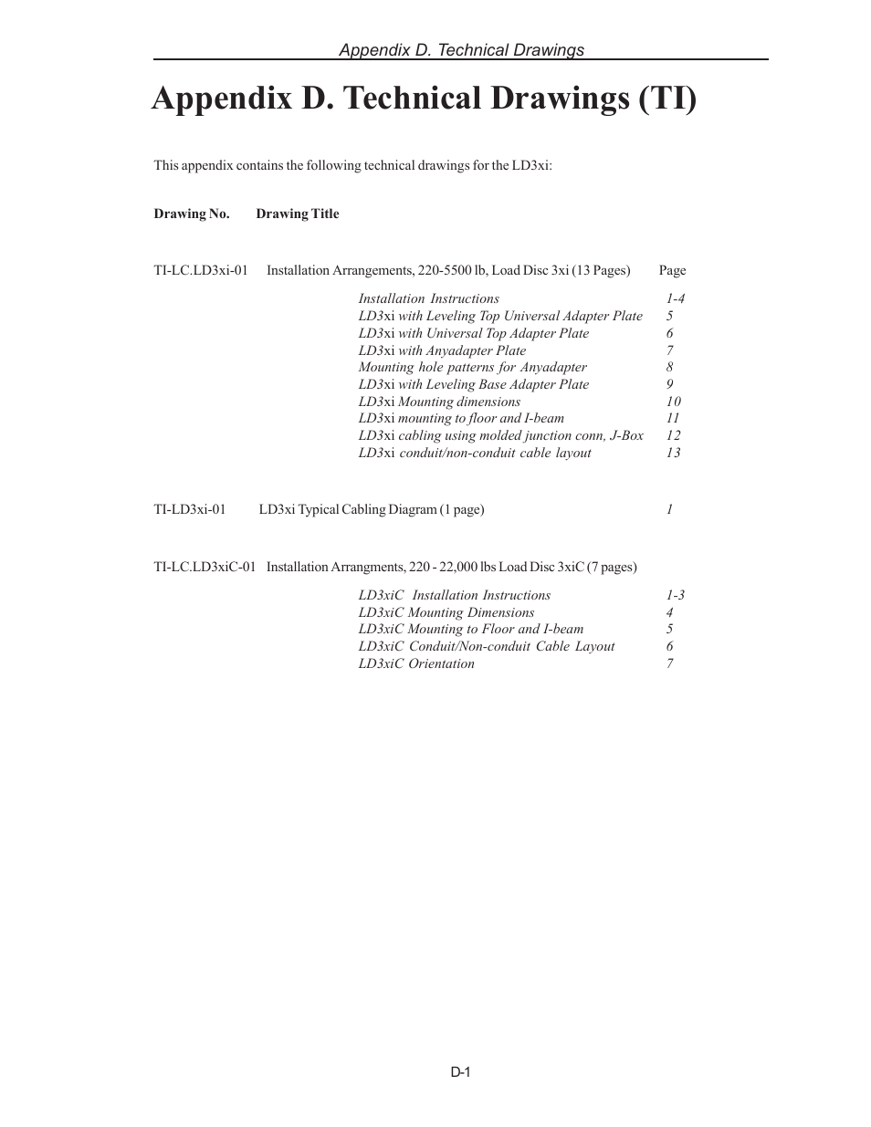 Appendix d. technical drawings (ti) | Kistler-Morse KM LD3xi Load Cell User Manual | Page 35 / 57