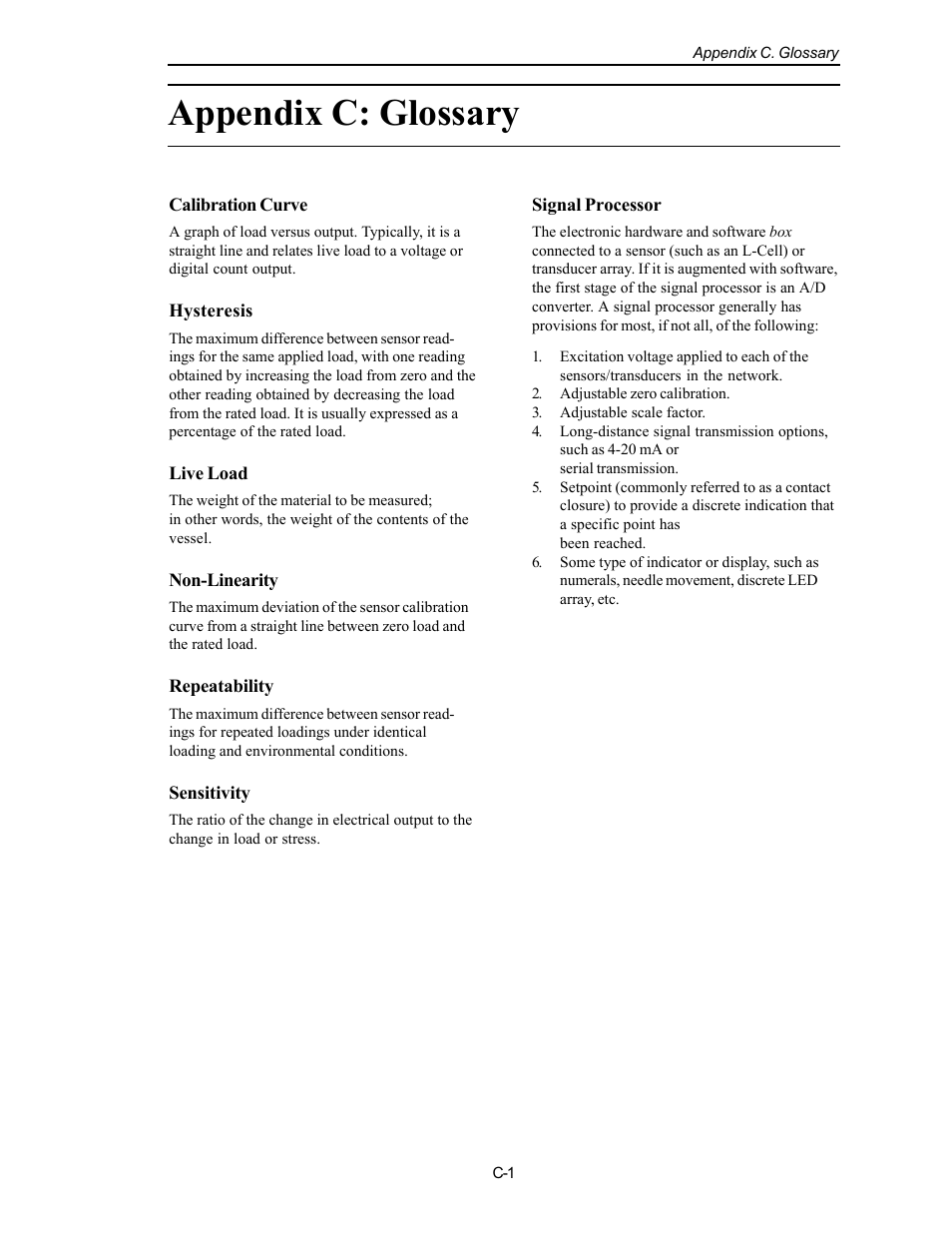 Appendix c: glossary | Kistler-Morse KM L-Cell Bolt-On User Manual | Page 73 / 98