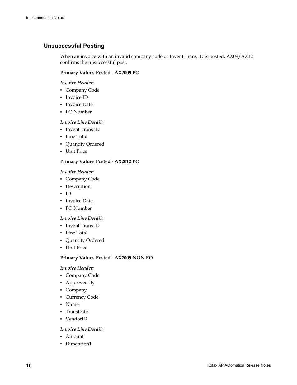 Unsuccessful posting | Kofax AP Automation User Manual | Page 10 / 18