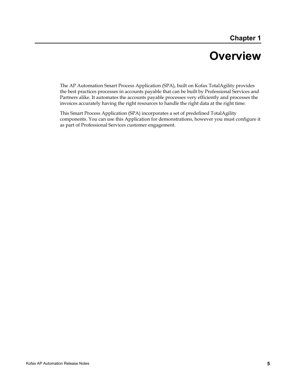Overview, Chapter 1 | Kofax AP Automation User Manual | Page 5 / 18