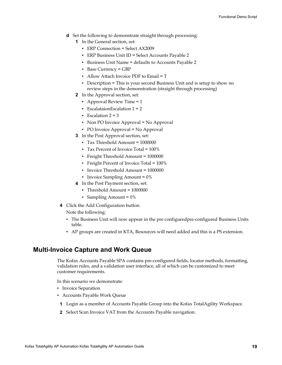 Multi-invoice capture and work queue | Kofax TotalAgility AP Automation User Manual | Page 19 / 43