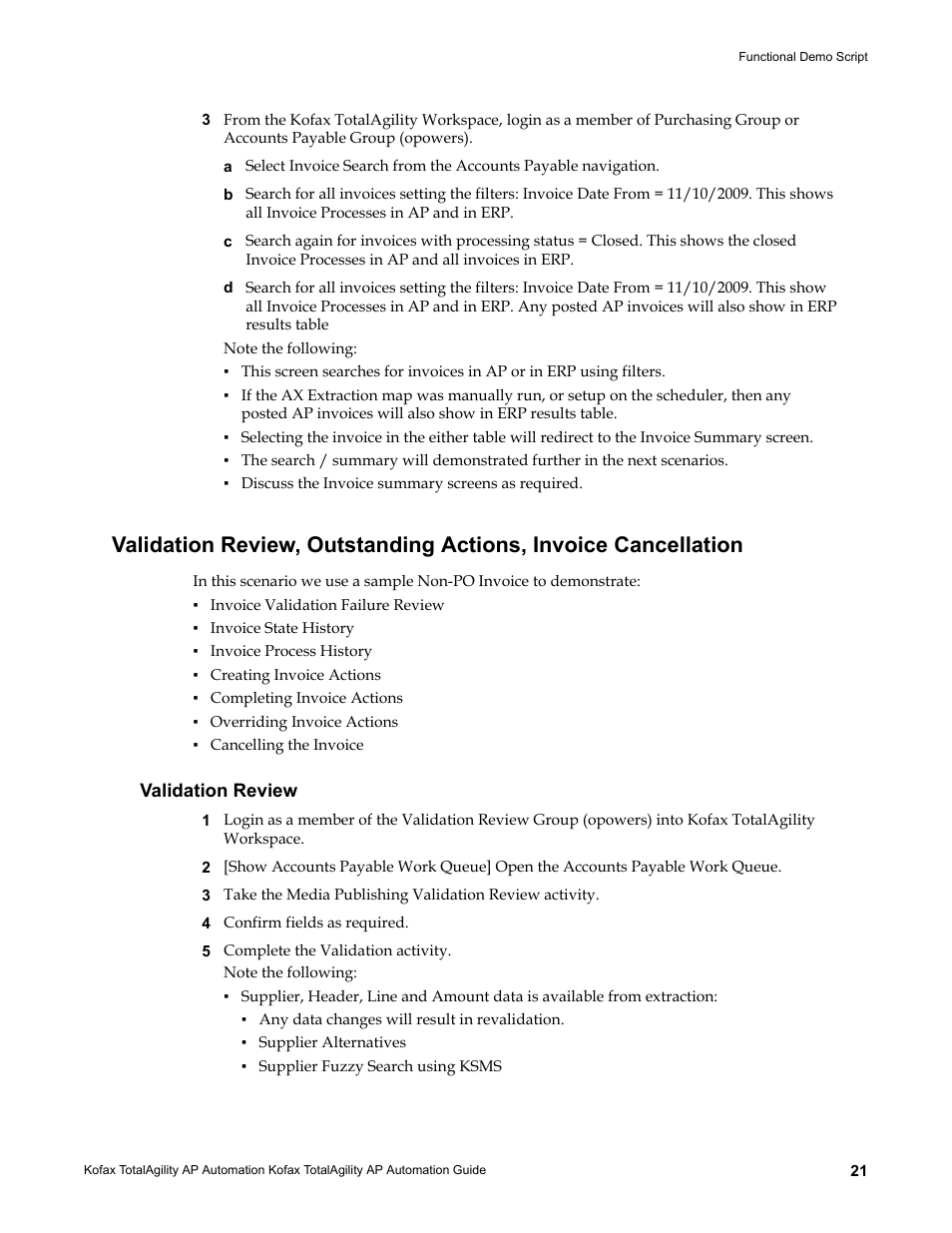 Validation review | Kofax TotalAgility AP Automation User Manual | Page 21 / 43