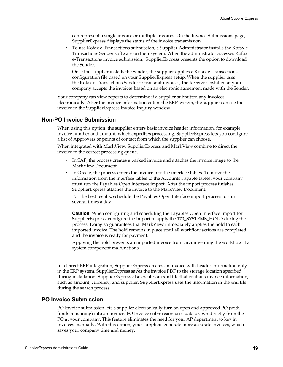 Non-po invoice submission, Po invoice submission | Kofax SupplierExpress User Manual | Page 19 / 80